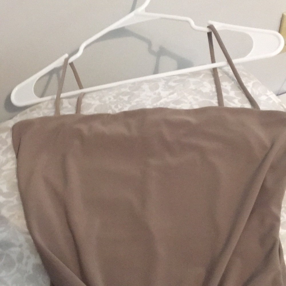 Taupe straight front bodysuit
